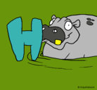 Dibujo Hipopótamo pintado por isabellaymilagros