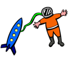 Dibujo Cohete y astronauta pintado por ANDREU