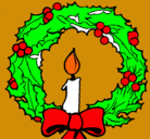 Dibujo Corona de navidad y una vela pintado por g
