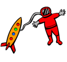 Dibujo Cohete y astronauta pintado por ELIAS