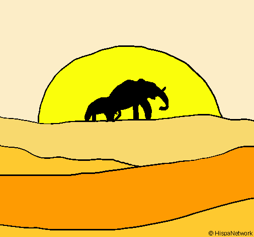 Elefante en el amanecer