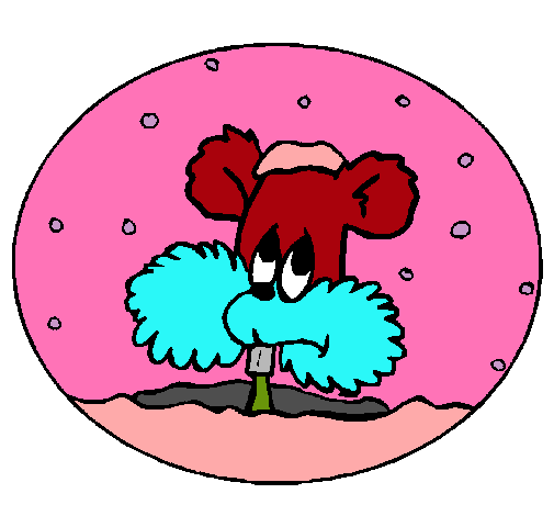 Ardilla en bola de nieve