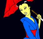 Dibujo Geisha con paraguas pintado por agustrace