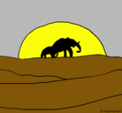 Dibujo Elefante en el amanecer pintado por carlota