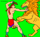 Dibujo Gladiador contra león pintado por EVAAYALA