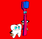 Dibujo Muela y cepillo de dientes pintado por florencia