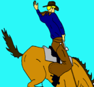 Dibujo Vaquero en caballo pintado por edson