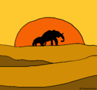 Dibujo Elefante en el amanecer pintado por taya