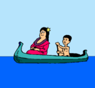 Dibujo Madre e hijo en canoa pintado por IVAN1