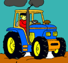 Dibujo Tractor en funcionamiento pintado por alberto