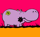 Dibujo Hipopótamo con flores pintado por danibs