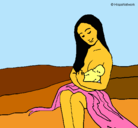 Dibujo Madre con su bebe pintado por macarena