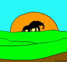 Dibujo Elefante en el amanecer pintado por ariana