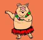 Dibujo Cerdo hawaiano pintado por chinito