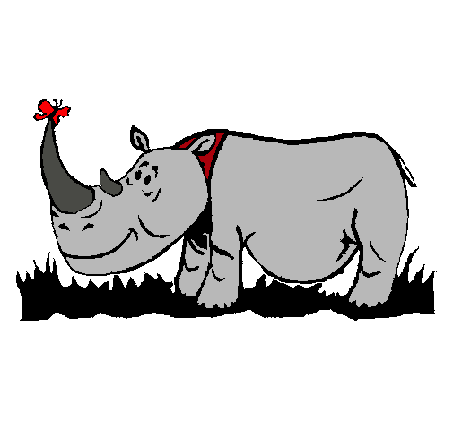 Rinoceronte y mariposa