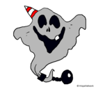Dibujo Fantasma con sombrero de fiesta pintado por maikol