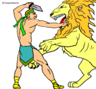 Dibujo Gladiador contra león pintado por alfredo