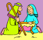 Dibujo Adoran al niño Jesús pintado por sara