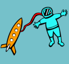 Dibujo Cohete y astronauta pintado por lluis