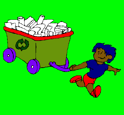 Niño reciclando