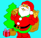 Dibujo Santa Claus y un árbol de navidad pintado por Pedro