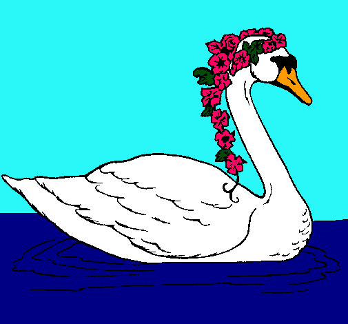 Cisne con flores