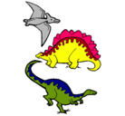 Dibujo Tres clases de dinosaurios pintado por JULIAN