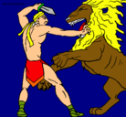 Dibujo Gladiador contra león pintado por MANEL