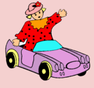 Dibujo Muñeca en coche descapotable pintado por adrianayvictoria