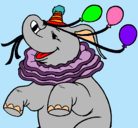Dibujo Elefante con 3 globos pintado por made