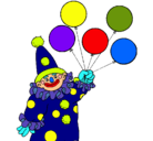 Dibujo Payaso con globos pintado por comicon