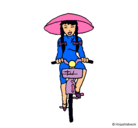 Dibujo China en bicicleta pintado por claudia
