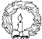 Dibujo Corona de navidad y una vela pintado por nix