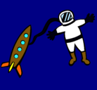 Dibujo Cohete y astronauta pintado por MARGAUX