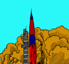Dibujo Lanzamiento cohete pintado por ariel