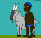 Dibujo Cabra y niño africano pintado por gahoole