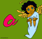 Dibujo Ángel pintado por aldana