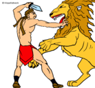 Dibujo Gladiador contra león pintado por nikolas