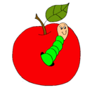 Dibujo Manzana con gusano pintado por faviola