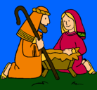 Dibujo Adoran al niño Jesús pintado por yayi