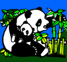 Dibujo Mama panda pintado por hana