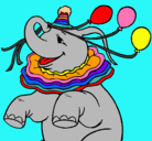 Dibujo Elefante con 3 globos pintado por perlas