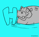 Dibujo Hipopótamo pintado por pablo