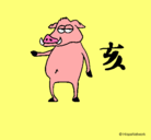Dibujo Cerdo  pintado por almendra