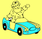 Dibujo Muñeca en coche descapotable pintado por pablo