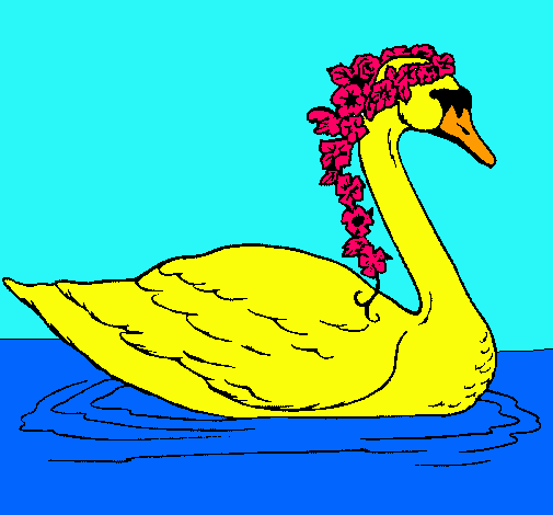 Cisne con flores