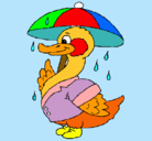 Dibujo Pato bajo la lluvia pintado por nicol