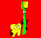 Dibujo Muela y cepillo de dientes pintado por mirella