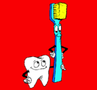 Dibujo Muela y cepillo de dientes pintado por MUELA