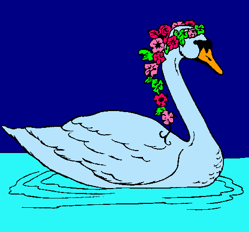 Cisne con flores